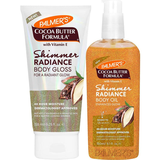 Palmer’s Cocoa Butter Formula Shimmer Radiance Duo – Körperglanz-Lotion (155 ml) + Glanz-Körperöl (150 ml) – Pflegend & feuchtigkeitsspendend für 48 Stunden