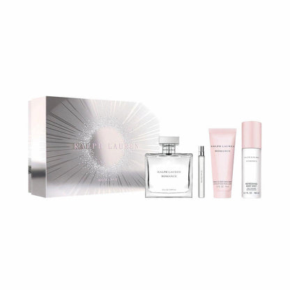 Ralph Lauren Romance Eau de Parfum Damen Parfüm Set – 3,4 Fl Oz + 0,3 Fl Oz + Body Lotion + Body Mist – Luxuriöses Geschenkset