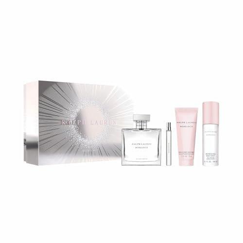 Ralph Lauren Romance Eau de Parfum Damen Parfüm Set – 3,4 Fl Oz + 0,3 Fl Oz + Body Lotion + Body Mist – Luxuriöses Geschenkset
