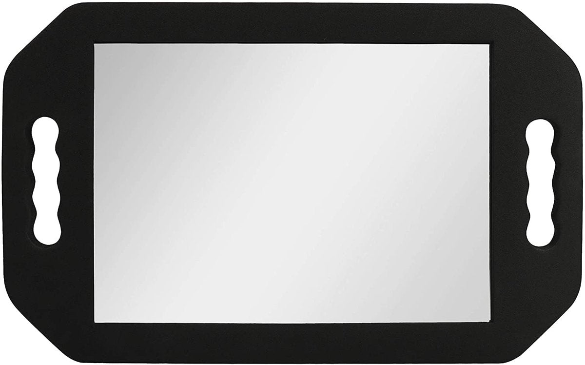 Friseur-Spiegel mit Doppelgriff - Schwarzer Handspiegel für Barbers und Friseursalons - Leichter Rückspiegel für Hinterkopf-Haarschnitte