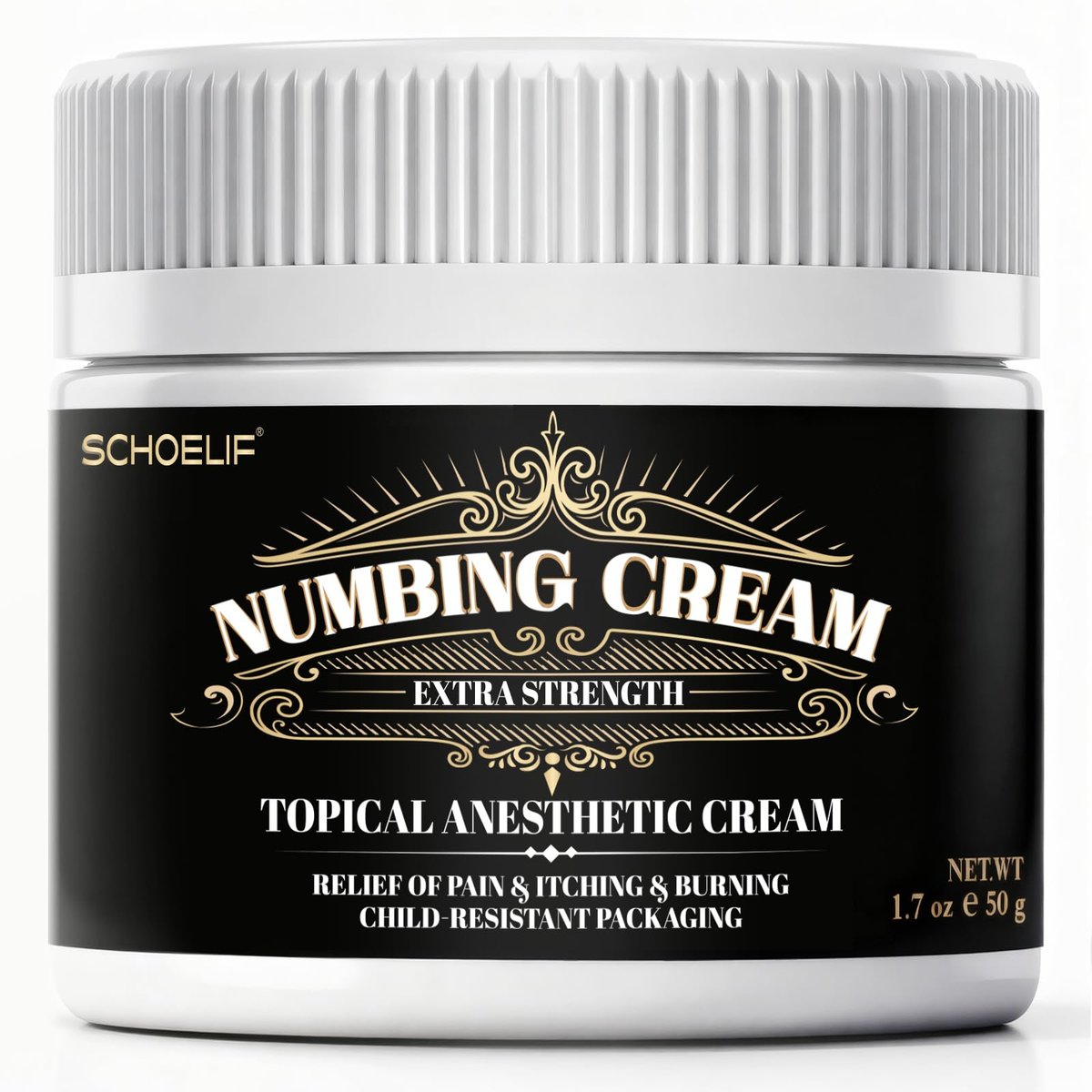 SCHOELIF Numbing Cream Extra Strength – Topische Anästhesie-Creme mit kindersicherer Verpackung, 50g/1,7oz
