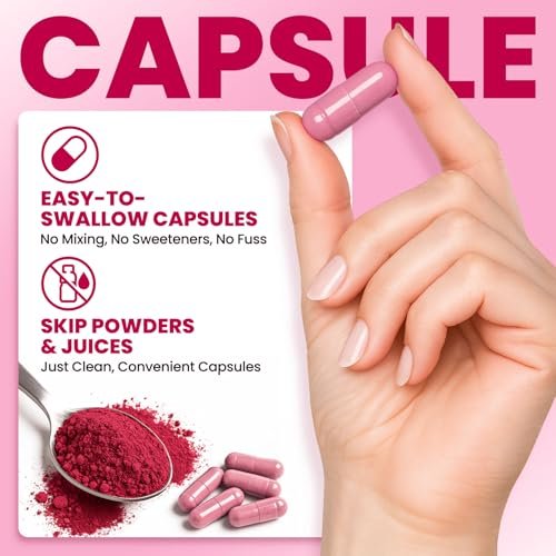 ZENVIVIAN Rote Bete Kapseln – 1300mg Non-GMO Rote Bete Pulver Nahrungsergänzungsmittel – 60 vegane Kapseln für natürliche Energie, Durchblutung & Ausdauer