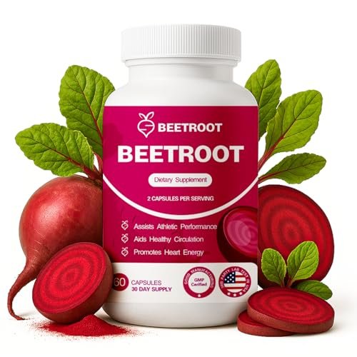 ZENVIVIAN Rote Bete Kapseln – 1300mg Non-GMO Rote Bete Pulver Nahrungsergänzungsmittel – 60 vegane Kapseln für natürliche Energie, Durchblutung & Ausdauer