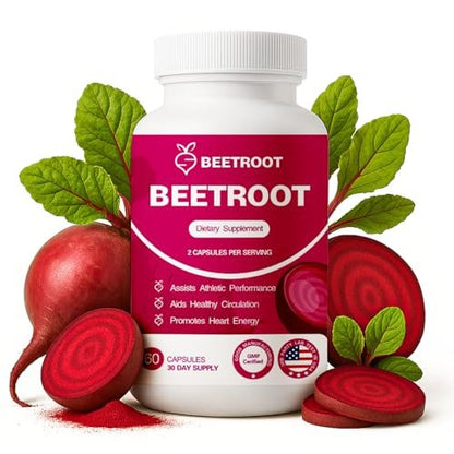 ZENVIVIAN Rote Bete Kapseln – 1300mg Non-GMO Rote Bete Pulver Nahrungsergänzungsmittel – 60 vegane Kapseln für natürliche Energie, Durchblutung & Ausdauer