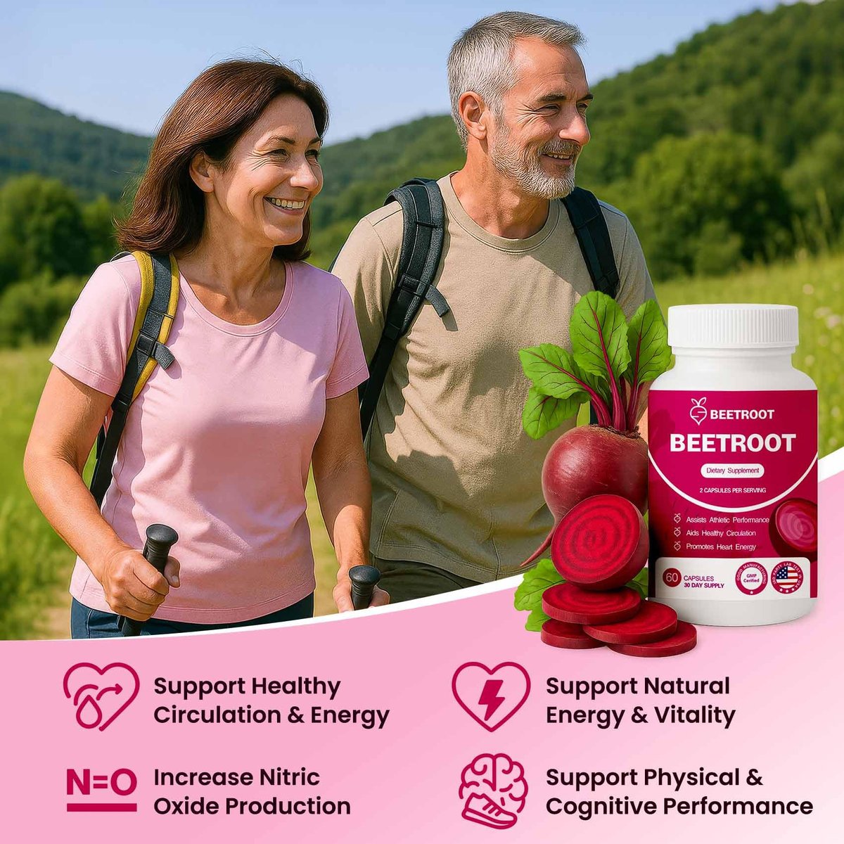 ZENVIVIAN Rote Bete Kapseln – 1300mg Non-GMO Rote Bete Pulver Nahrungsergänzungsmittel – 60 vegane Kapseln für natürliche Energie, Durchblutung & Ausdauer