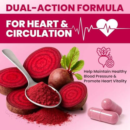 ZENVIVIAN Rote Bete Kapseln – 1300mg Non-GMO Rote Bete Pulver Nahrungsergänzungsmittel – 60 vegane Kapseln für natürliche Energie, Durchblutung & Ausdauer