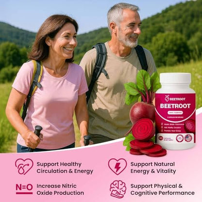 ZENVIVIAN Rote Bete Kapseln – 1300mg Non-GMO Rote Bete Pulver Nahrungsergänzungsmittel – 60 vegane Kapseln für natürliche Energie, Durchblutung & Ausdauer