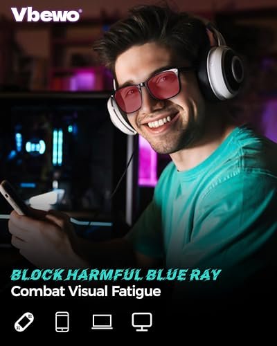 Vbewo 2er-Pack Professionelle Schlafbrillen mit 99,9% Blaulichtblockierung, Doppelte AR-Beschichtung, Rote Gläser, Computer-Gaming-Brillen für Männer und Frauen, Anti-Müdigkeit und Augenschonung