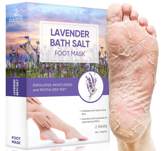 Fußpeeling-Maske mit Lavendel, natürlicher Fußpeeling für trockene, abgestorbene Haut und Hornhaut, repariert Fersen und entfernt rissige Füße und raue Fersen für weiche, babyzarte Füße