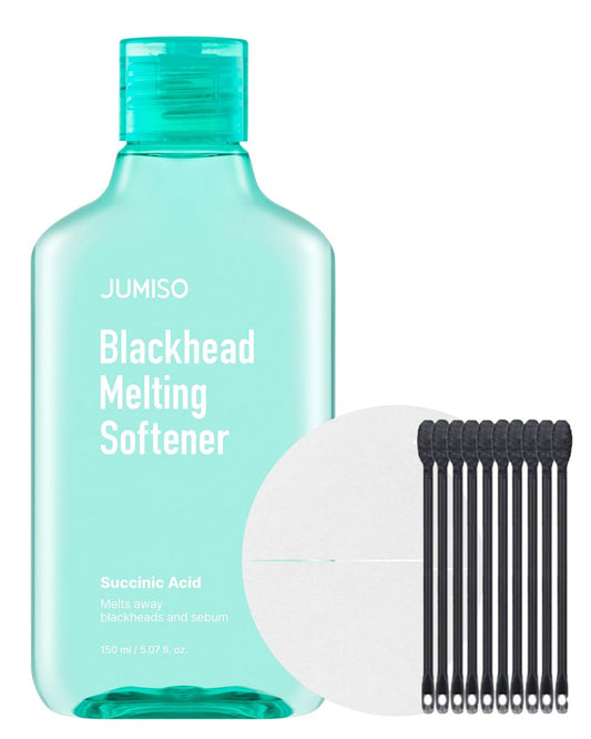 JUMISO Blackhead Melting Softener Kit (150ml + 40 Pads + 10 Swabs) – Mit Succinic Acid & PHA Porenlösung, löst sanft Talgfilamente & Erdbeernase (ohne Zugstreifen)