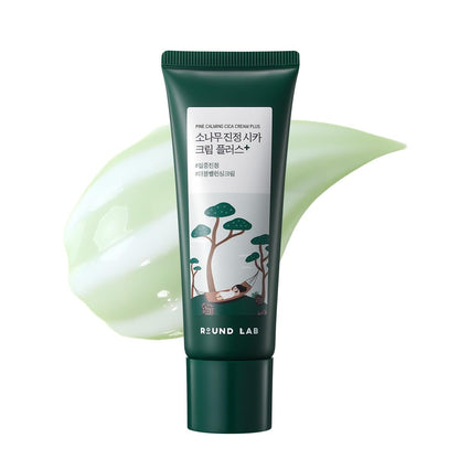 ROUND LAB Pine Cica Calming Cream Plus 60ml – Dual-Texture Beruhigende Creme für unreine Haut, Akne-neigende Haut, Talg- & Ölkontrolle, intensive Beruhigung, stärkt die Hautbarriere, klarer & beruhigter Teint