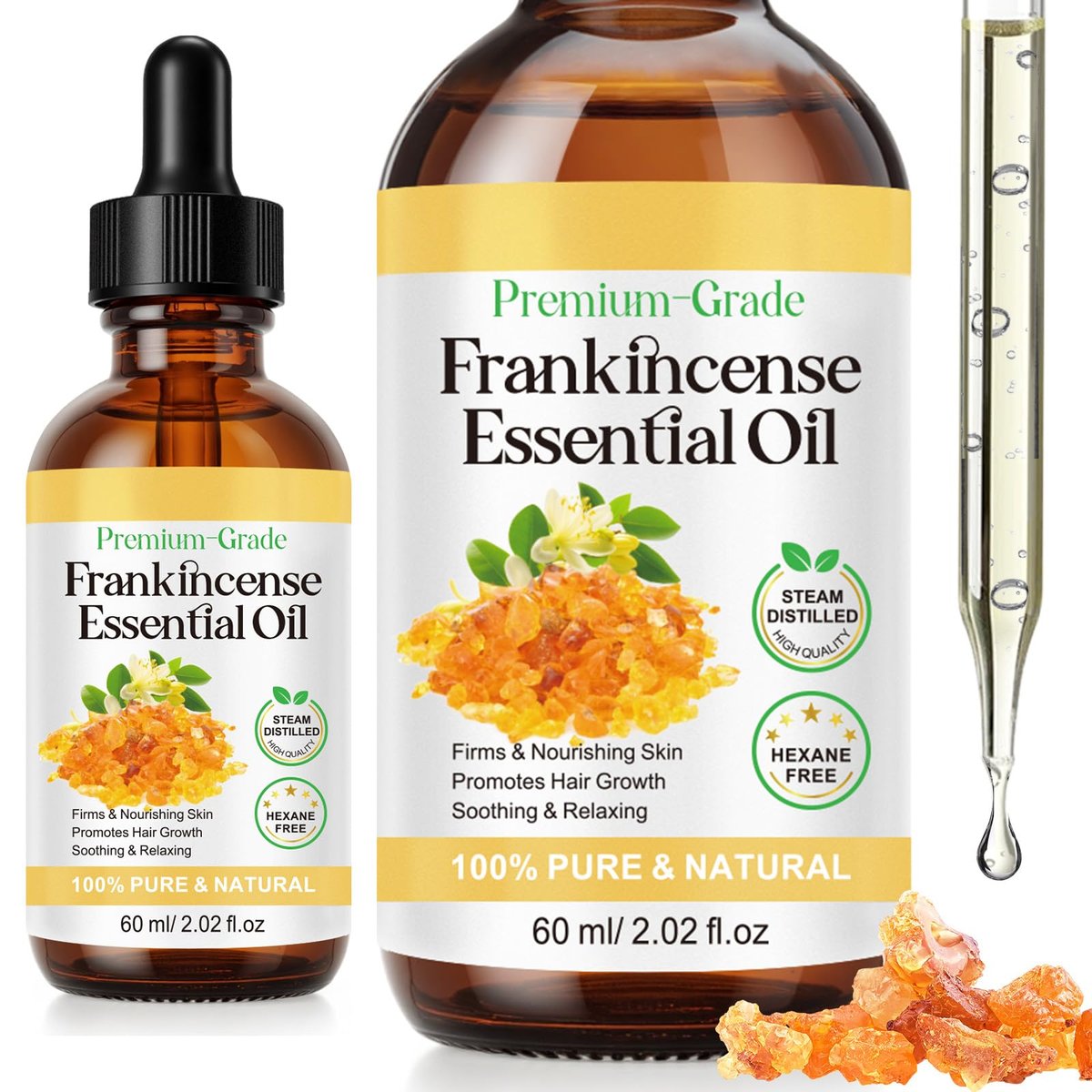 Shuangjia Weihrauch-Harzöl für das Gesicht 2,02 fl.oz – Reduziert feine Linien und Falten, beruhigt und repariert die Haut, tiefe Feuchtigkeitsversorgung für den Körper, Anti-Aging-Serum ätherisches Weihrauchöl gegen Falten
