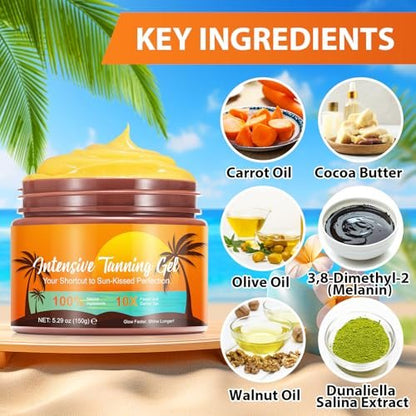 Bräunungsbeschleuniger Creme, Bräunungsbeschleuniger Lotion für Sonnenbank & Outdoor-Sonne, mit Karottenöl, natürliche Bräune, 150g