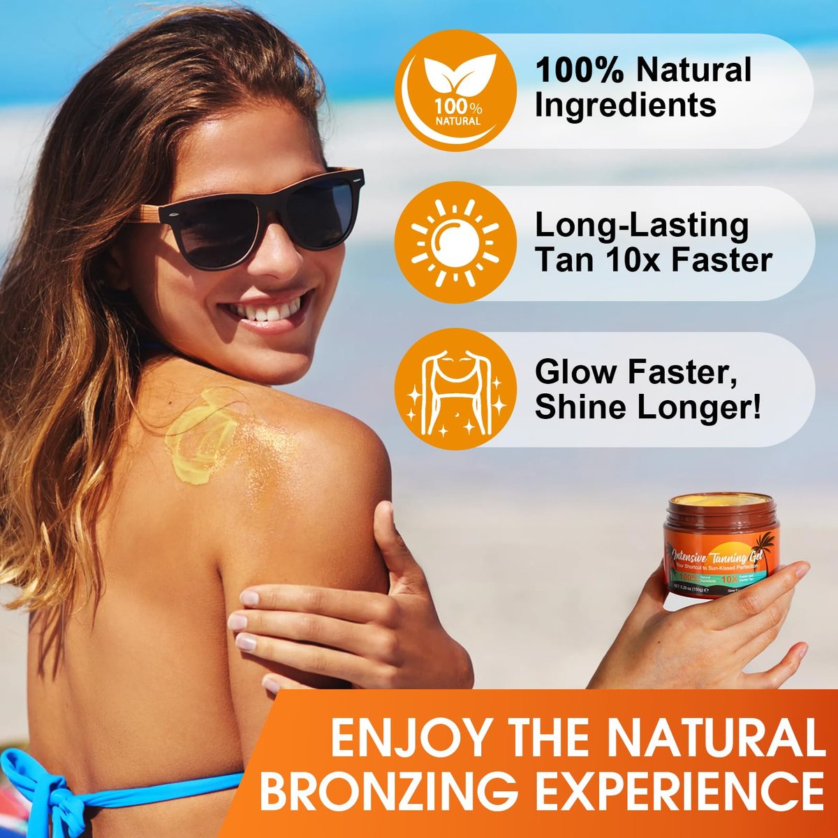 Bräunungsbeschleuniger Creme, Bräunungsbeschleuniger Lotion für Sonnenbank & Outdoor-Sonne, mit Karottenöl, natürliche Bräune, 150g