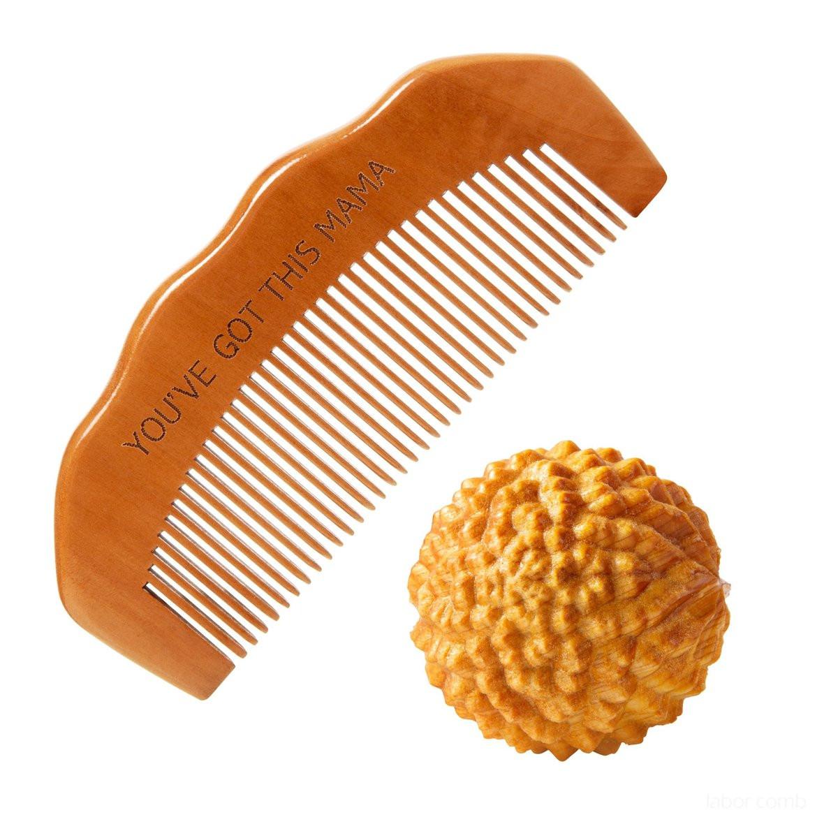 Geburtskamm Akupressur-Massageball-Set – Holz-Wehenkamm für natürliche Geburtshilfe, Geschenk für werdende Mütter, Schmerzlinderung bei der Geburt
