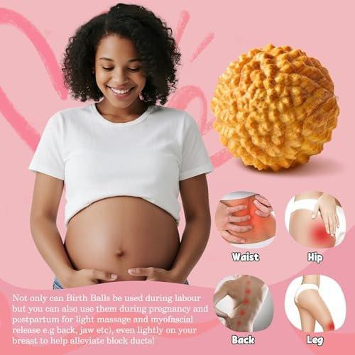 Geburtskamm Akupressur-Massageball-Set – Holz-Wehenkamm für natürliche Geburtshilfe, Geschenk für werdende Mütter, Schmerzlinderung bei der Geburt