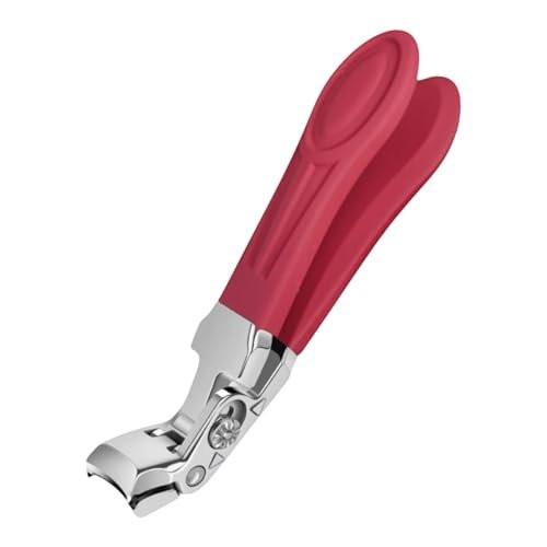 Professionelle rubinrote abgewinkelte Nagelzange für Senioren – 5'' elegante dicke Zehennagelzange mit Nagelfeile, ultrascharfen Klingen, Nagelfänger, leichtem Griff & sicheres Heim-Maniküre- & Pediküre-Pflegewerkzeug