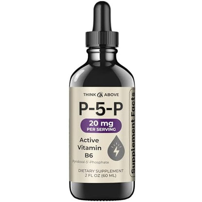 Think Above P5P Liquid Drops – Aktiviertes Vitamin B6 (Pyridoxal-5-Phosphat) – Schnell absorbierende Formel – Unterstützung für Nervensystem & Energie – 60 ml