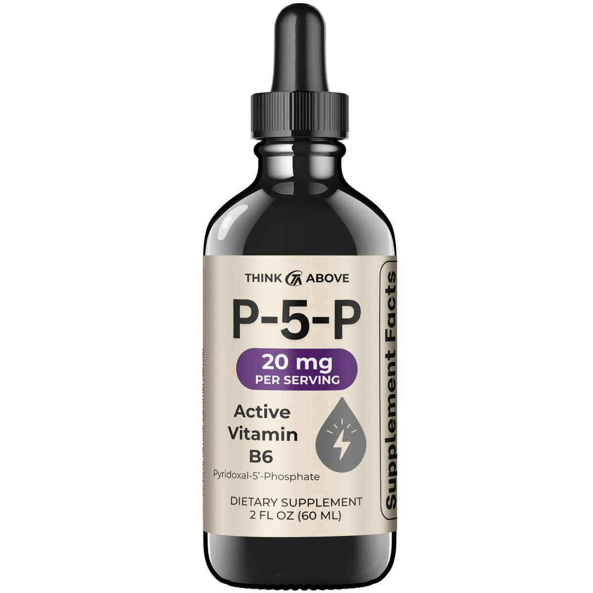 Think Above P5P Liquid Drops – Aktiviertes Vitamin B6 (Pyridoxal-5-Phosphat) – Schnell absorbierende Formel – Unterstützung für Nervensystem & Energie – 60 ml