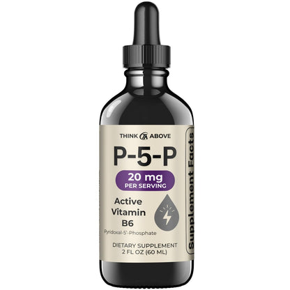 Think Above P5P Liquid Drops – Aktiviertes Vitamin B6 (Pyridoxal-5-Phosphat) – Schnell absorbierende Formel – Unterstützung für Nervensystem & Energie – 60 ml