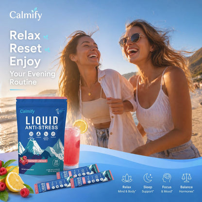 Liquid Anti Stress Cortisol | Magnesium Drink mit L-Theanin, Ashwagandha und Magnesium | 20 Portionen | Zuckerfrei