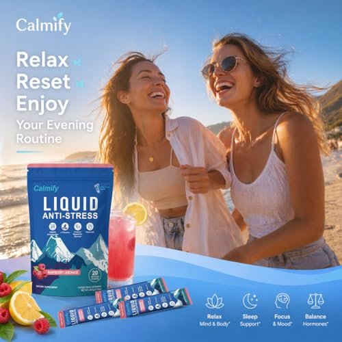 Liquid Anti Stress Cortisol | Magnesium Drink mit L-Theanin, Ashwagandha und Magnesium | 20 Portionen | Zuckerfrei