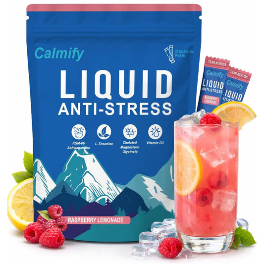 Liquid Anti Stress Cortisol | Magnesium Drink mit L-Theanin, Ashwagandha und Magnesium | 20 Portionen | Zuckerfrei