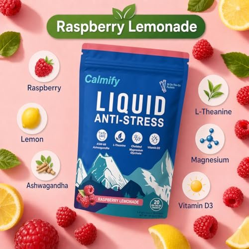 Liquid Anti Stress Cortisol | Magnesium Drink mit L-Theanin, Ashwagandha und Magnesium | 20 Portionen | Zuckerfrei