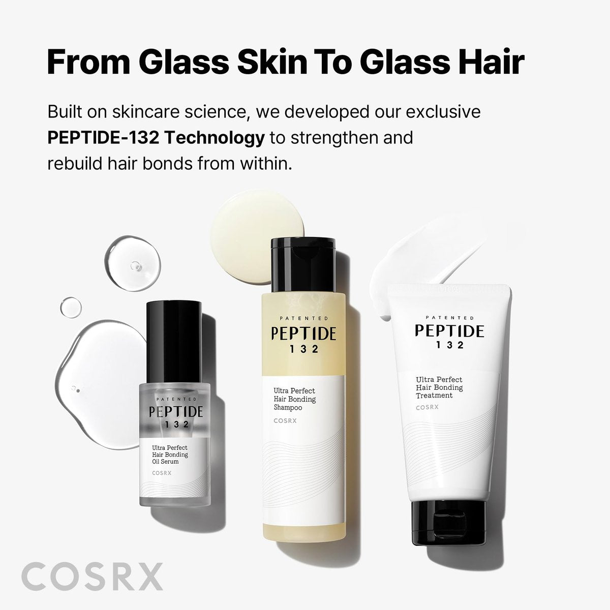 COSRX PEPTIDE 132 Hair Bonding Oil Serum, Reisespülung, Keratinbehandlung für krauses, geschädigtes, trockenes Haar – repariert Spliss, verleiht Haarglanz – für alle Haartypen – 28 ml