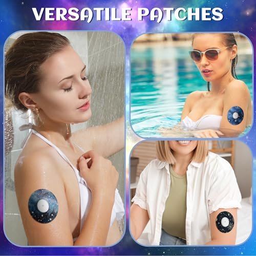 Geiserailie 32er-Pack runde Aufkleber kompatibel mit Libre 3, CGM-Pflaster, Galaxy-Klebestreifen, Sensorabdeckungen wasserdicht, schweißfest, atmungsaktiv, vorgeschnitten, langlebig