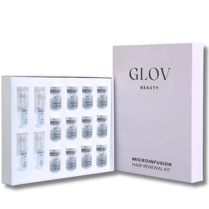 Glov Beauty Micro Infusion Hair Renewal Kit – 0,25 mm Gold Derma Stamp mit Hyaluronsäure, Peptid- und Botanischen Serum-Ampullen | Feuchtigkeitsspendende Kopfhautbehandlung für voller aussehendes, gesünderes Haar