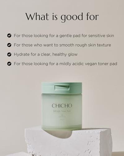 CHICHO Dill Light Toner Pads (80 Pads) – Jumbo 7 cm OEKO-TEX Standard 100 Class I 100% Baumwolle Dual-Sided Pads für raue Textur & Make-up-Vorbereitung – 82,9 % Dillextrakt, Gesichtspeeling und Feuchtigkeitspflege