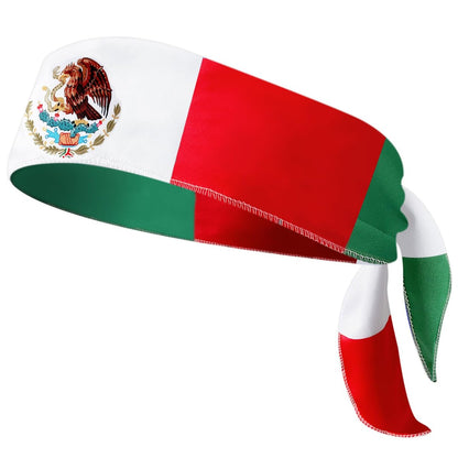 Mexikanische Flagge Stirnband für Männer und Frauen - Patriotisches Trikolore-Kopftuch mit Nationalemblem für Cinco de Mayo, Sportveranstaltungen, Paraden und Feste