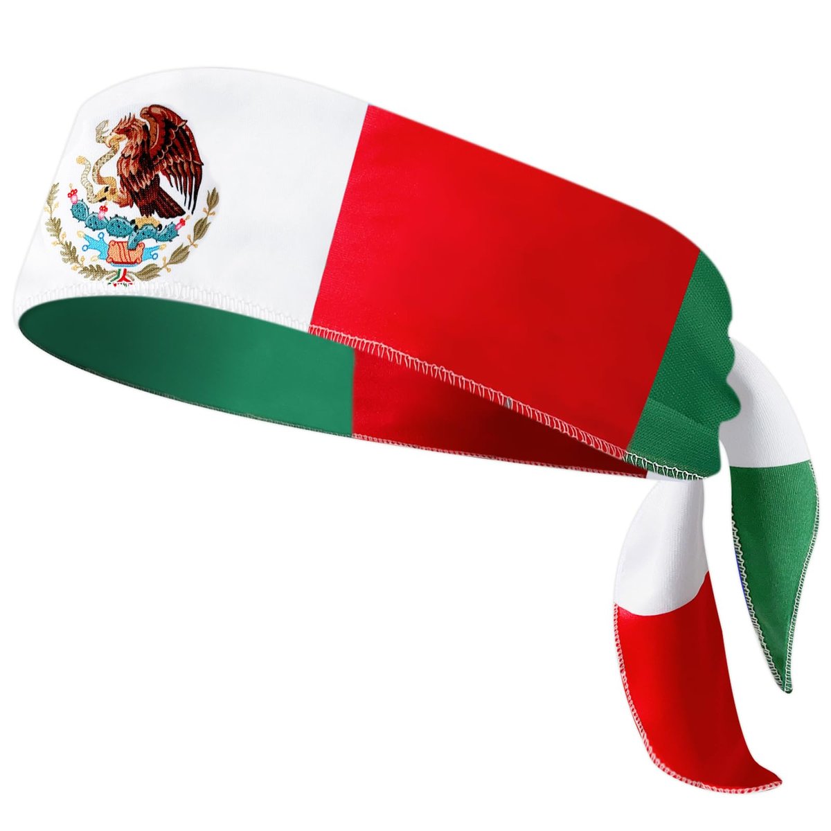 Mexikanische Flagge Stirnband für Männer und Frauen - Patriotisches Trikolore-Kopftuch mit Nationalemblem für Cinco de Mayo, Sportveranstaltungen, Paraden und Feste