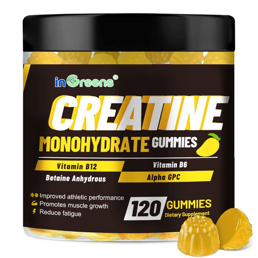 Creatine Monohydrat Gummis 6g für Männer & Frauen, Potentes Creatinpräparat, Kaubare Creatine für Energie-Boost, Steigerung der Kraft und Muskelaufbau, Glutenfrei, Zuckerfrei, 120 Stück