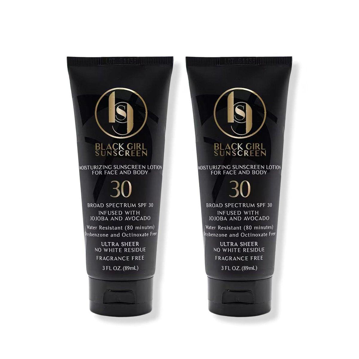 Black Girl Sunscreen SPF 30 für Gesicht & Körper - Feuchtigkeitsspendender Sonnenschutz, Reisegröße, 2er-Pack (3 fl oz pro Flasche)