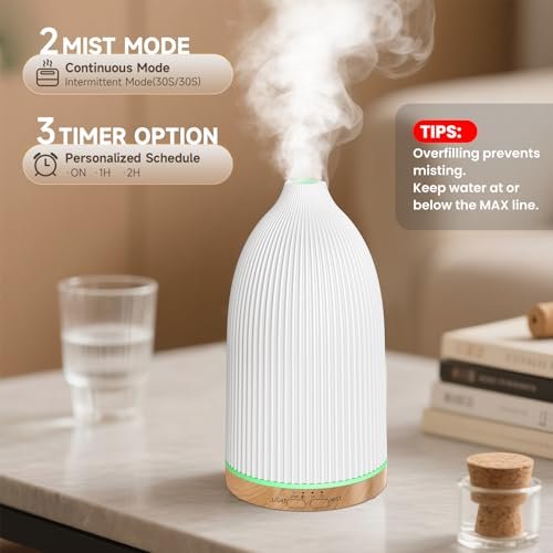 URPOWER 100ML Ultraschall-Aromatherapie-Diffuser für Zuhause, 7 Farbwechsel-Lichter, Timer & Auto-Abschaltung, Duftdiffuser für Schlafzimmer, Büro, Yoga