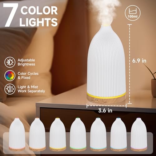 URPOWER 100ML Ultraschall-Aromatherapie-Diffuser für Zuhause, 7 Farbwechsel-Lichter, Timer & Auto-Abschaltung, Duftdiffuser für Schlafzimmer, Büro, Yoga