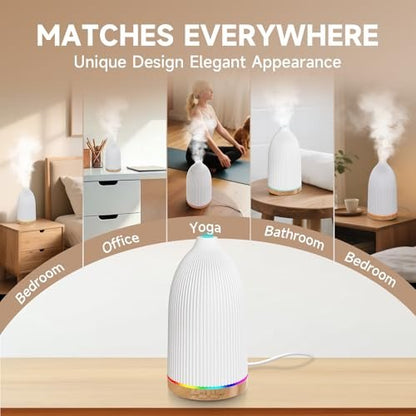 URPOWER 100ML Ultraschall-Aromatherapie-Diffuser für Zuhause, 7 Farbwechsel-Lichter, Timer & Auto-Abschaltung, Duftdiffuser für Schlafzimmer, Büro, Yoga