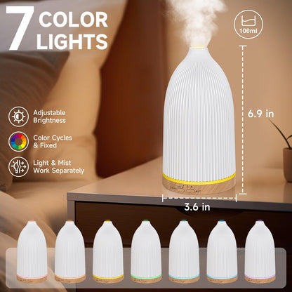 URPOWER 100ML Ultraschall-Aromatherapie-Diffuser für Zuhause, 7 Farbwechsel-Lichter, Timer & Auto-Abschaltung, Duftdiffuser für Schlafzimmer, Büro, Yoga
