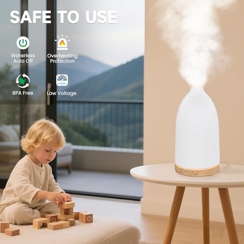 URPOWER 100ML Ultraschall-Aromatherapie-Diffuser für Zuhause, 7 Farbwechsel-Lichter, Timer & Auto-Abschaltung, Duftdiffuser für Schlafzimmer, Büro, Yoga