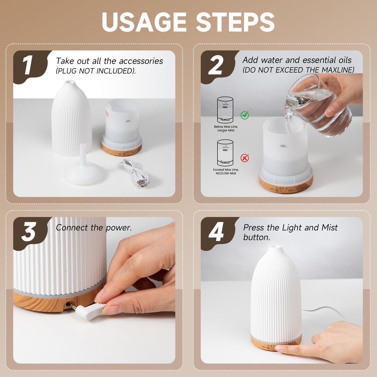 URPOWER 100ML Ultraschall-Aromatherapie-Diffuser für Zuhause, 7 Farbwechsel-Lichter, Timer & Auto-Abschaltung, Duftdiffuser für Schlafzimmer, Büro, Yoga