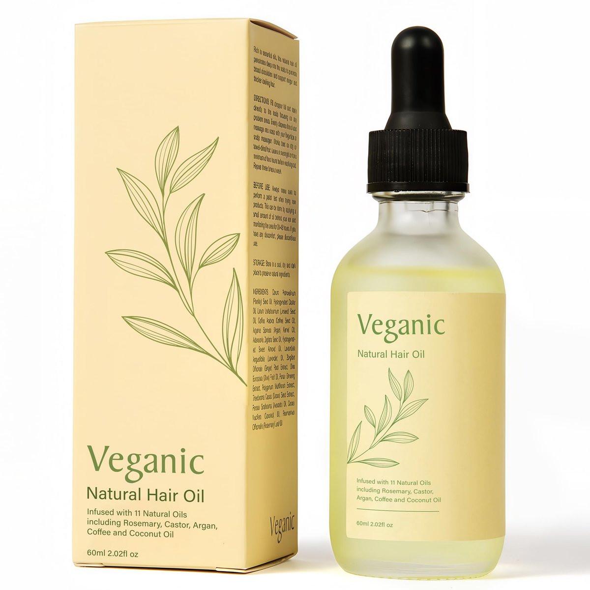 Veganic Natürliches Haarwachstumsöl für Frauen mit 10 Premium Botanischen Ölen plus Bio-Rosmarinöl für Haarwachstum | Salonqualität Volumen & Pflege | Non-GMO Verifiziert | 30-Tage-Vorrat
