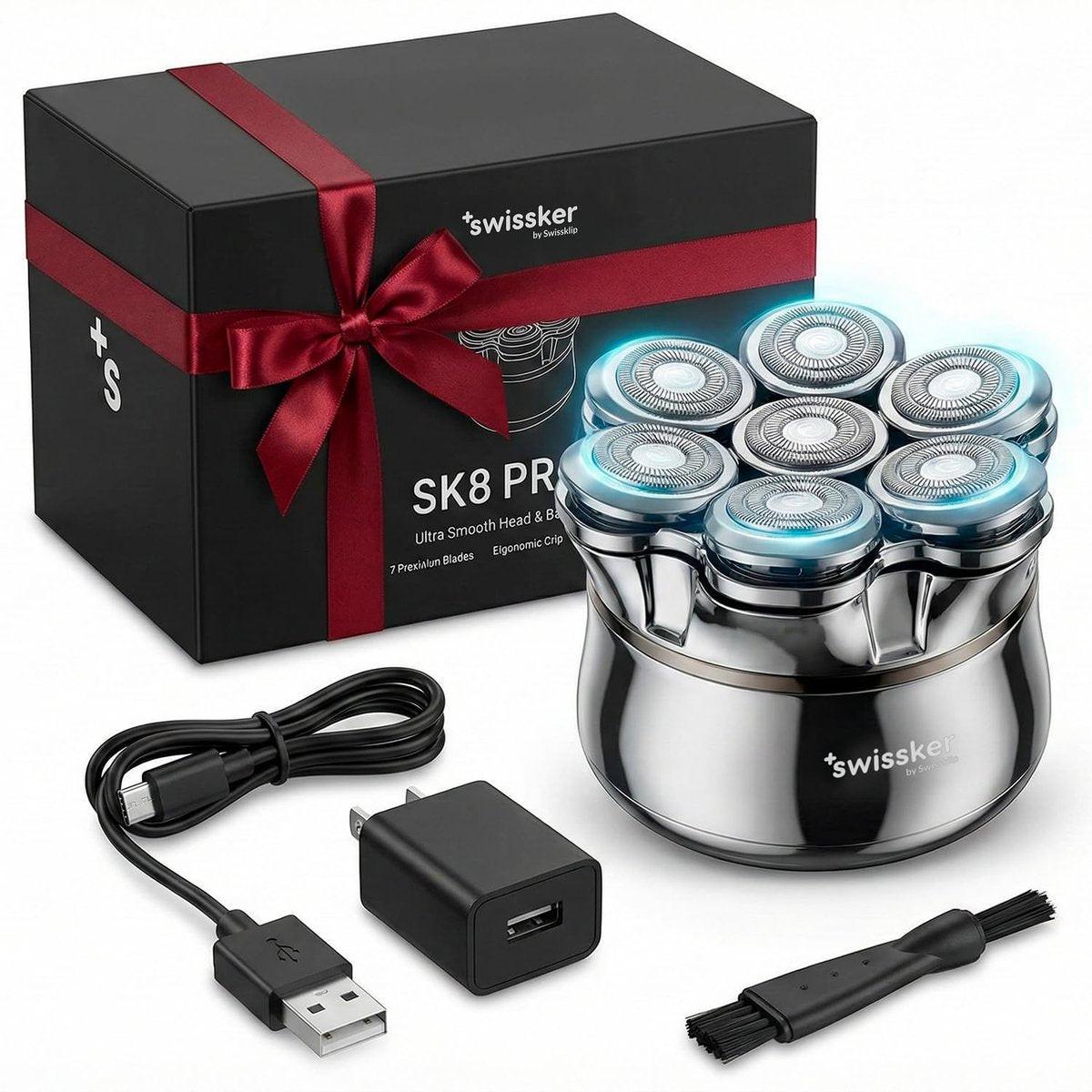 Swissker by Swissklip SK8 PRO X Magnetischer Haar- und Barttrimmer für Männer, Kopfrasierer für Glatzköpfige, USB-C-Ladung