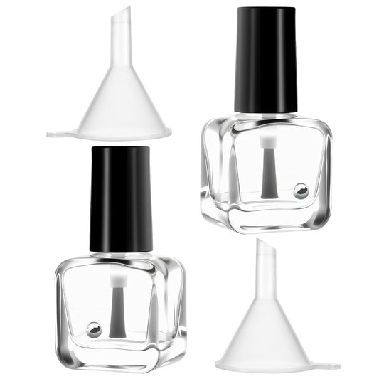 2 Stück leere Nagellackflaschen mit Pinsel – 5 ml Glasfläschchen für Nagelkunst und Proben
