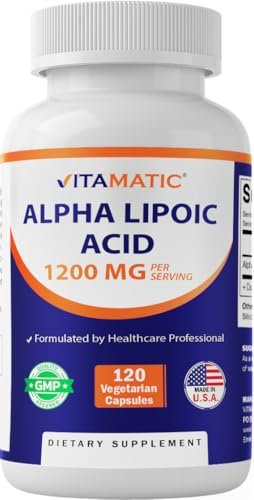 Vitamatic Alpha-Liponsäure 1200 mg pro Portion, 120 Kapseln - Glutenfrei, Vegetarisch, Sojafrei & Non-GMO