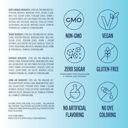 TREVI™ Everyday Sugar Free Electrolytes – Hydration Pulver-Päckchen – Original Variety Pack – 8 Portionen – Berry Lemonade, Lemon Lime, Raspberry, Orange