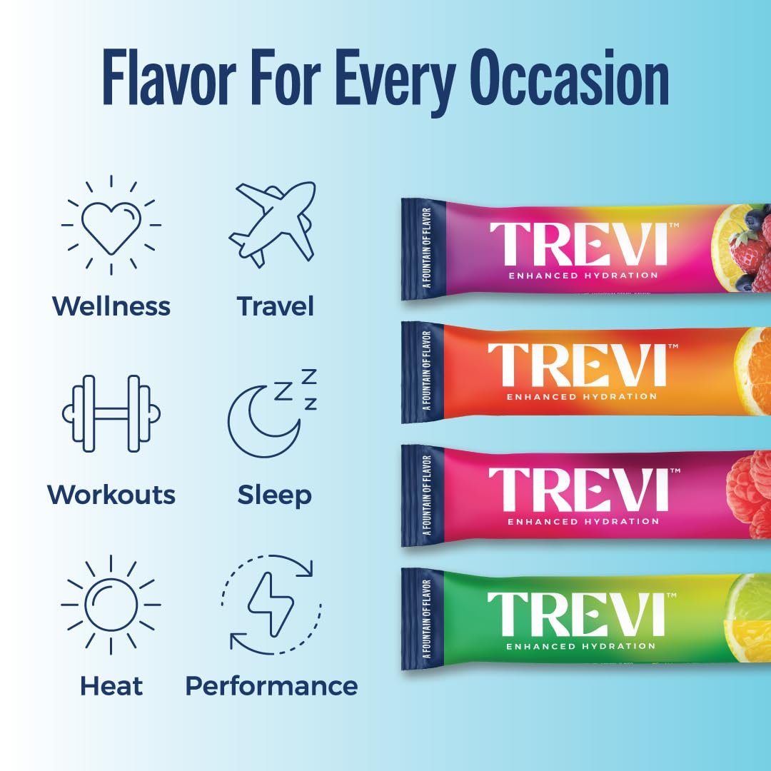 TREVI™ Everyday Sugar Free Electrolytes – Hydration Pulver-Päckchen – Original Variety Pack – 8 Portionen – Berry Lemonade, Lemon Lime, Raspberry, Orange
