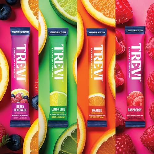 TREVI™ Everyday Sugar Free Electrolytes – Hydration Pulver-Päckchen – Original Variety Pack – 8 Portionen – Berry Lemonade, Lemon Lime, Raspberry, Orange
