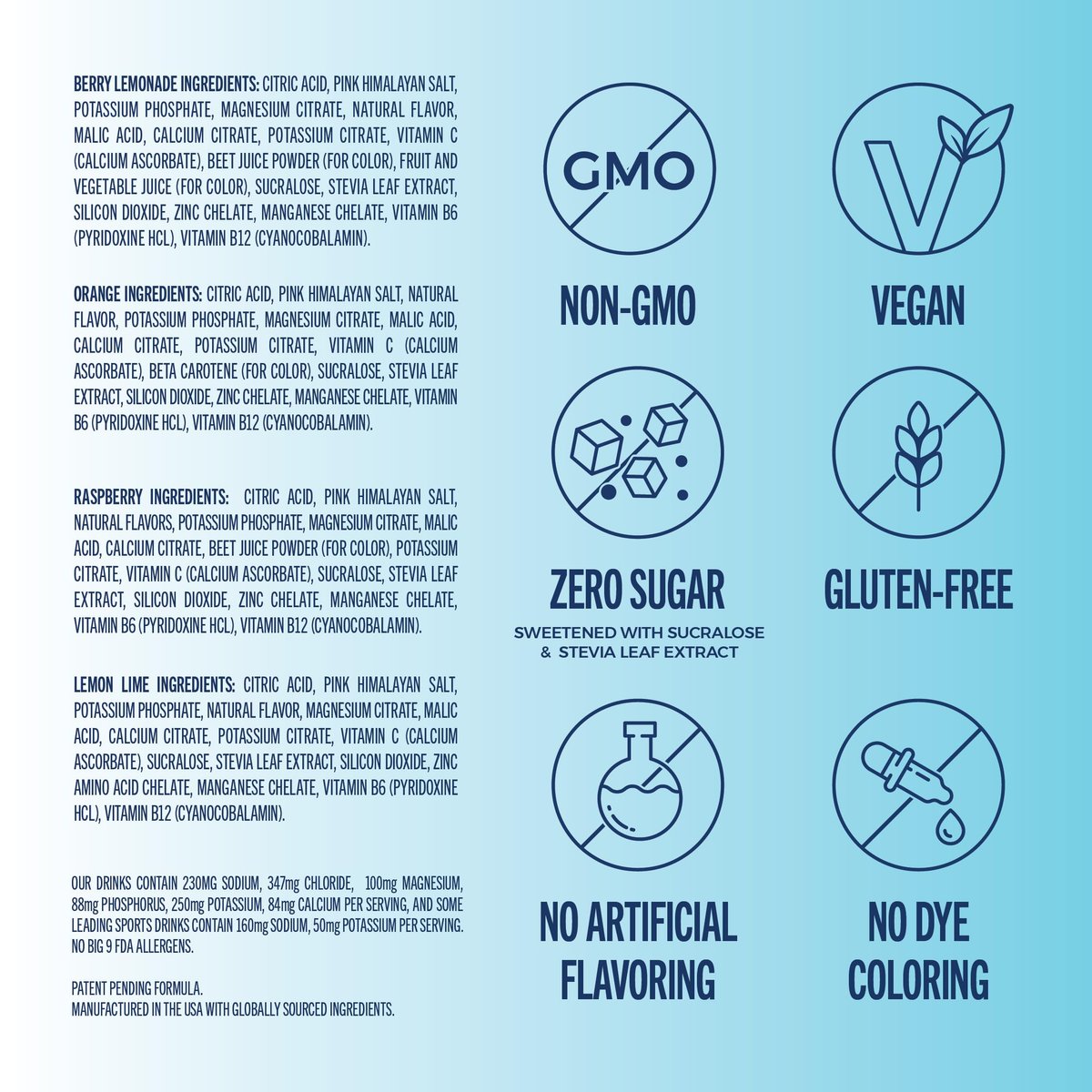 TREVI™ Everyday Sugar Free Electrolytes – Hydration Pulver-Päckchen – Original Variety Pack – 8 Portionen – Berry Lemonade, Lemon Lime, Raspberry, Orange